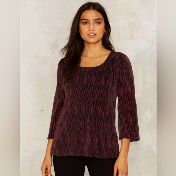 Sag Harbor Woman Pullover Crinkled Graphic Top Purplr Black 1X - Picture 4 of 13